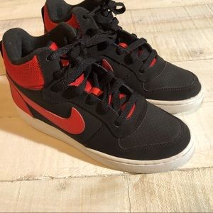 NIKE red/black high tops boys 5Y